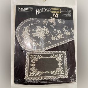 Vintage Charmin Net Darning Kit by Janlynn #00-228 Basket Table Runner. Rare NEW